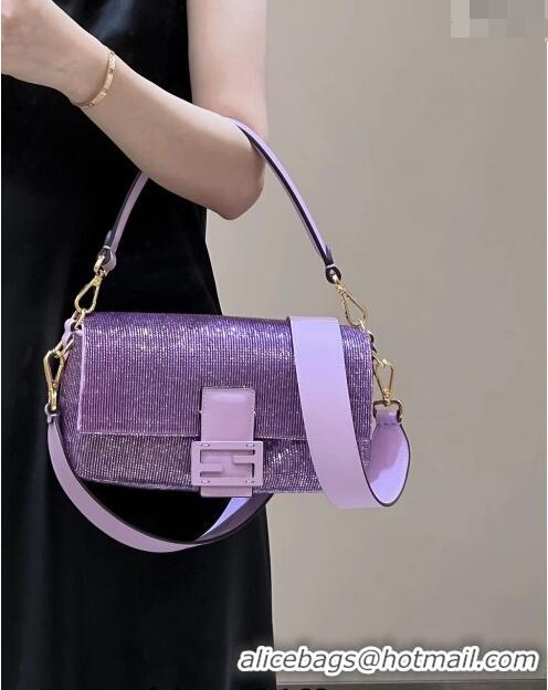 Unique Grade Fendi Baguette Medium Bag in Purple Beads 2023 8599 TOP