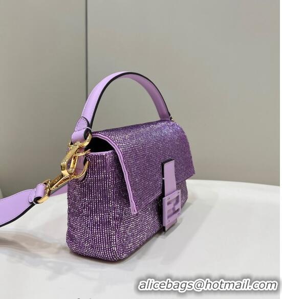 Unique Grade Fendi Baguette Medium Bag in Purple Beads 2023 8599 TOP