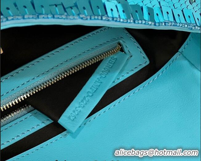 Most Popular Fendi Baguette Medium Bag in 8601 Light Blue Sequins 2023