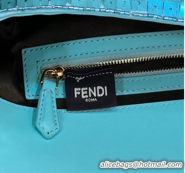 Most Popular Fendi Baguette Medium Bag in 8601 Light Blue Sequins 2023