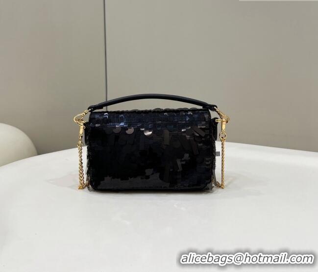 Promotional Fendi Baguette Mini Bag in Sequins 8601S Black 2023 