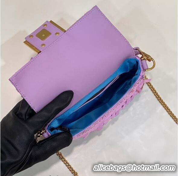 Unique Grade Fendi Baguette Mini Bag in Sequins 8601S Light Purple 2023