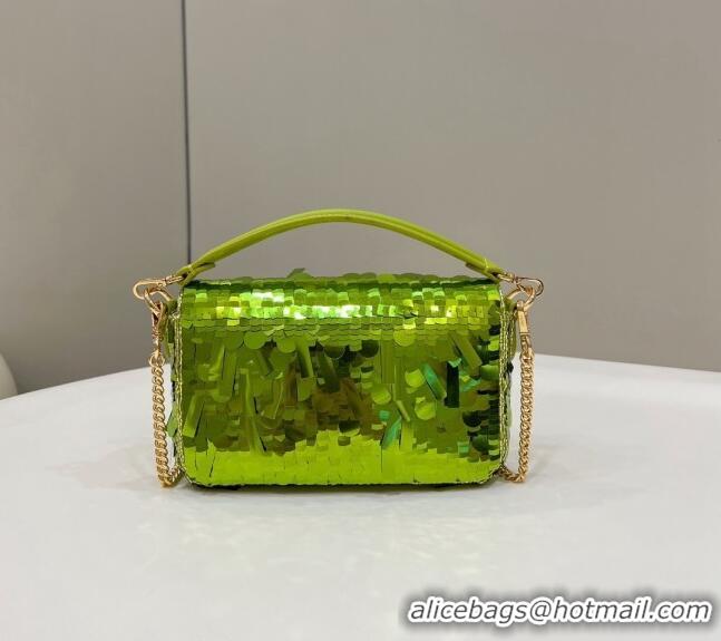 Buy Fashionable Fendi Baguette Mini Bag in Sequins 8601S Green 2023 