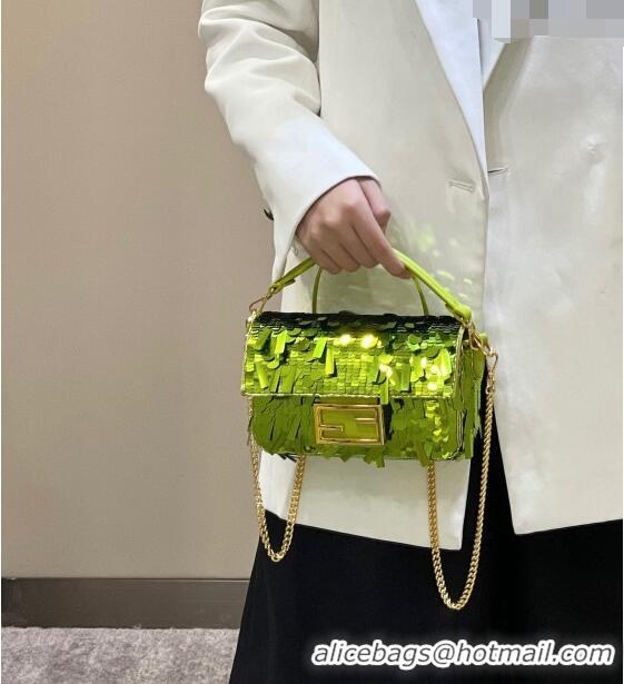 Buy Fashionable Fendi Baguette Mini Bag in Sequins 8601S Green 2023 