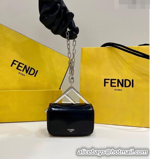 Promotional Fendi First Sight Nano Bag Charm in Black Glossy Leather 2023 8609S TOP