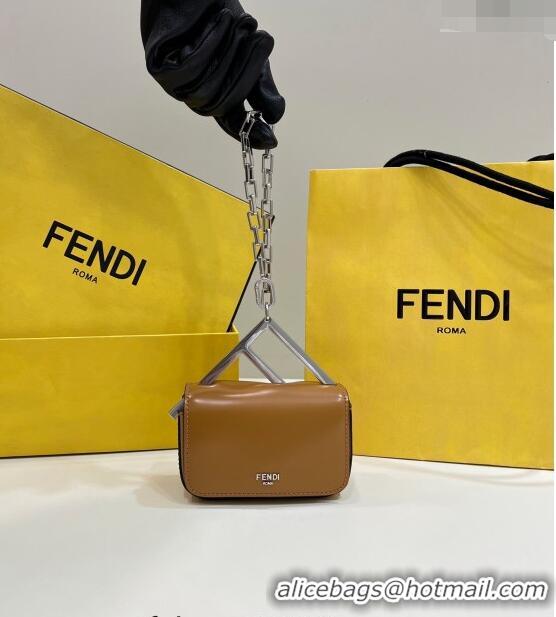 Buy Fashionable Fendi First Sight Nano Bag Charm in Brown Glossy Leather 2023 8609S TOP