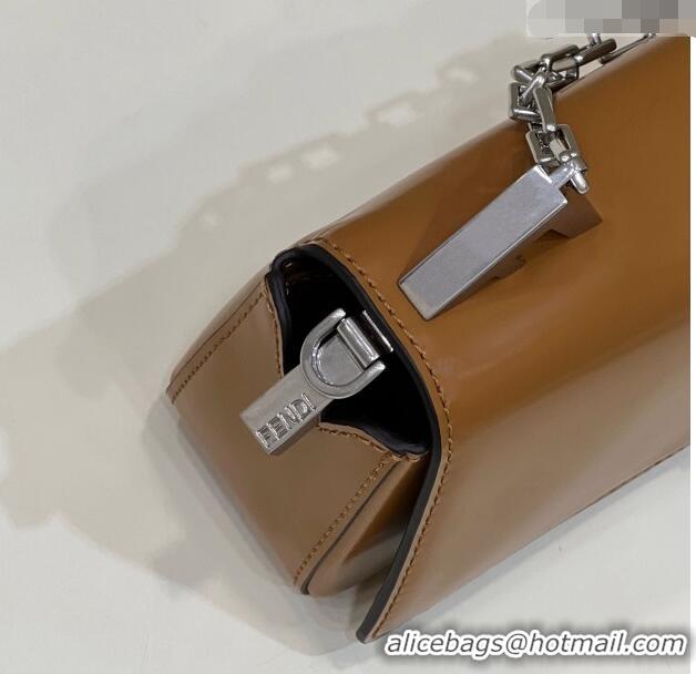 Super Quality Fendi First Sight Small Bag Charm in Brown Glossy Leather 2023 8609S TOP