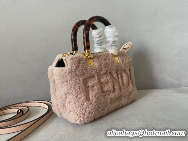 Shop Discount Fendi By The Way Shearling Mini Boston Bag FD1646 Pink 2023