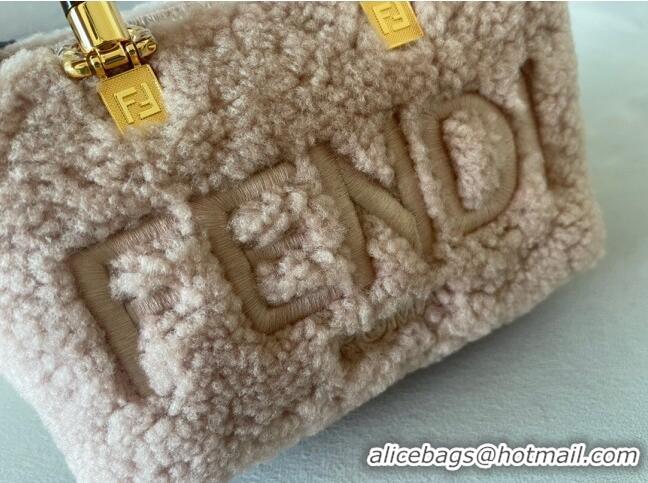 Shop Discount Fendi By The Way Shearling Mini Boston Bag FD1646 Pink 2023