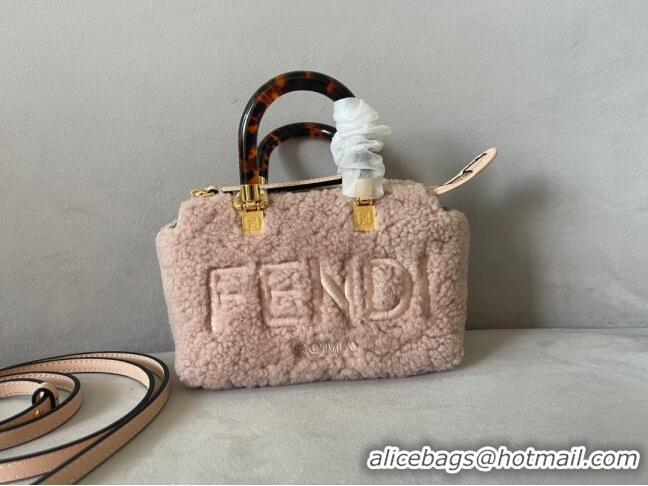 Shop Discount Fendi By The Way Shearling Mini Boston Bag FD1646 Pink 2023