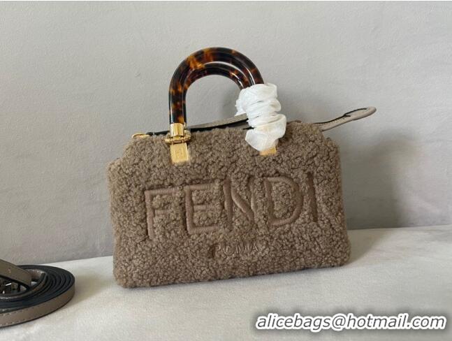 Well Crafted Fendi By The Way Shearling Mini Boston Bag FD1646 Grey 2023