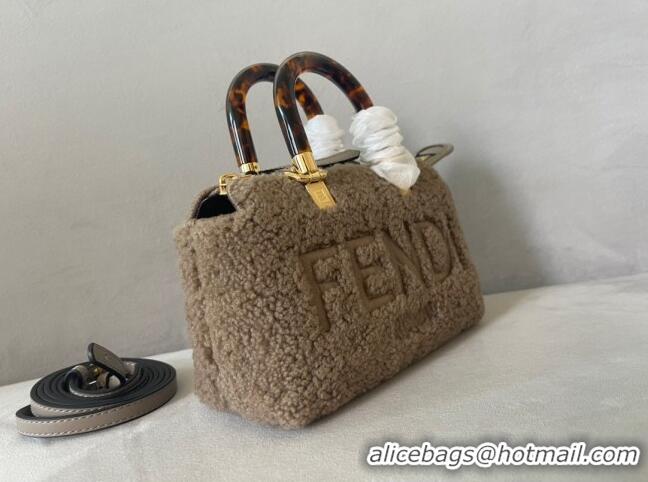 Well Crafted Fendi By The Way Shearling Mini Boston Bag FD1646 Grey 2023