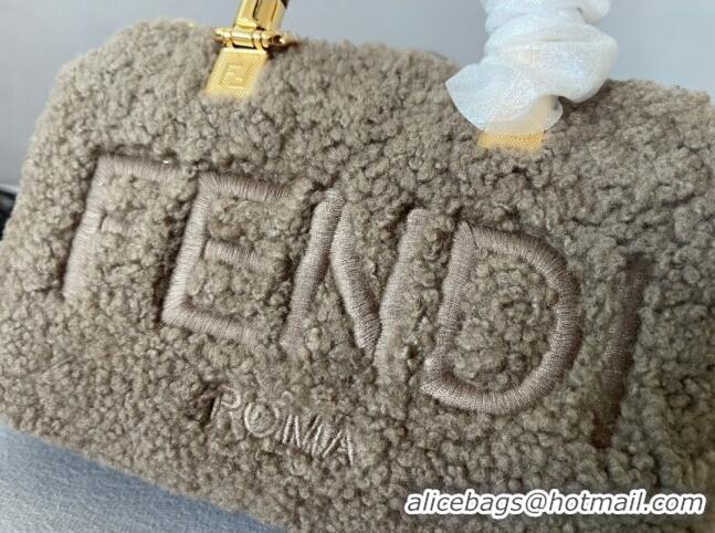 Well Crafted Fendi By The Way Shearling Mini Boston Bag FD1646 Grey 2023