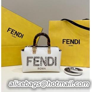 Discount Fendi By The Way Mini Boston Bag in FD1652 White Calfskin and Snakeskin-Like 2023