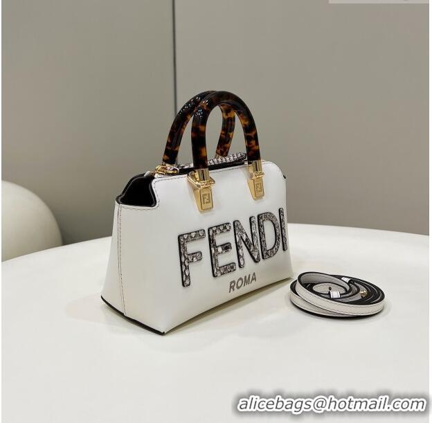 Discount Fendi By The Way Mini Boston Bag in FD1652 White Calfskin and Snakeskin-Like 2023