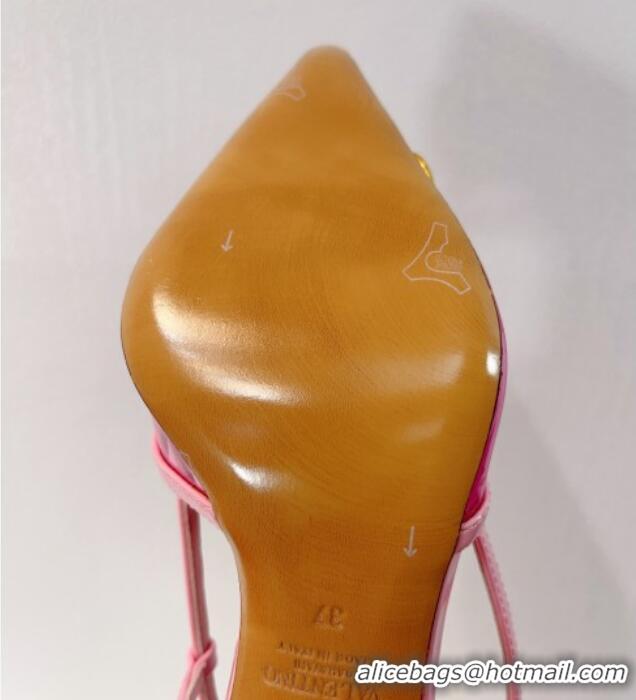 Perfect Valentino VLogo Patent Leather and PVC Slingback Pumps 8cm Light Pink 112928