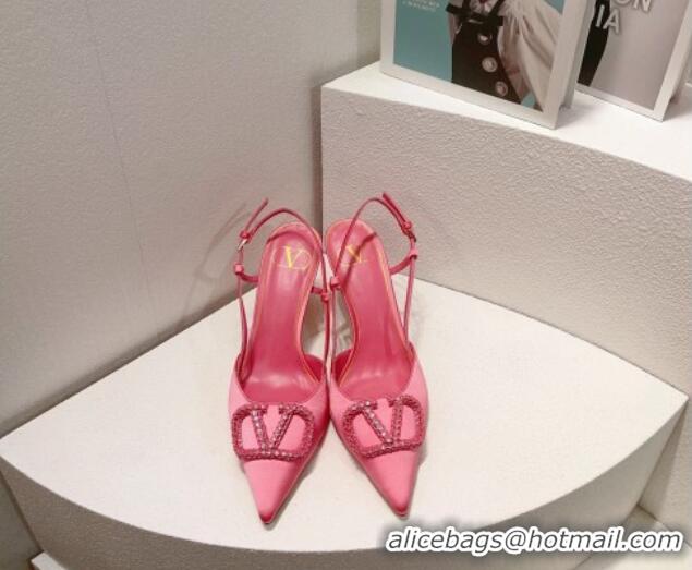 Most Popular Valentino VLogo Silk Slingback Pumps 8cm Light Pink 112940