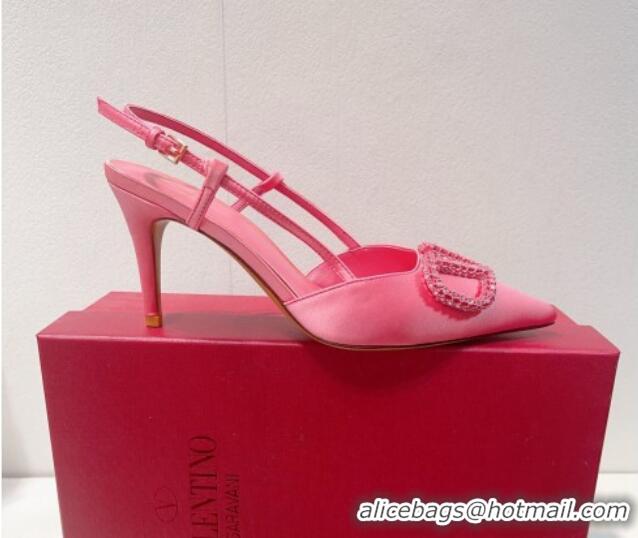 Most Popular Valentino VLogo Silk Slingback Pumps 8cm Light Pink 112940