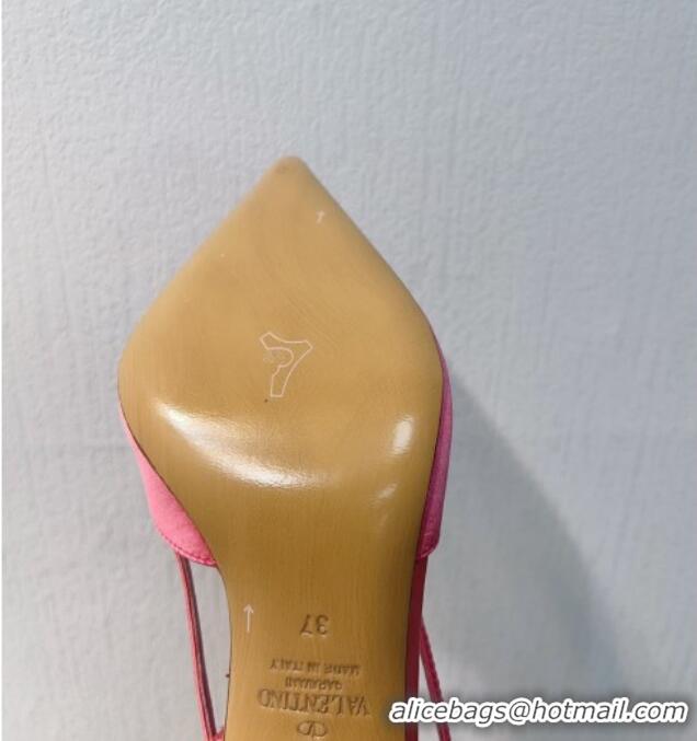 Most Popular Valentino VLogo Silk Slingback Pumps 8cm Light Pink 112940