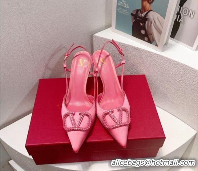 Most Popular Valentino VLogo Silk Slingback Pumps 8cm Light Pink 112940