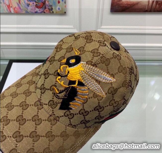 Discount Gucci GG Bee Baseball Hat 0105 Beige 2023