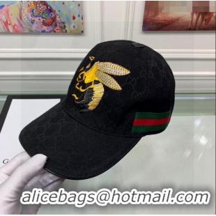 Popular Style Gucci GG Bee Baseball Hat 0105 Black 2023