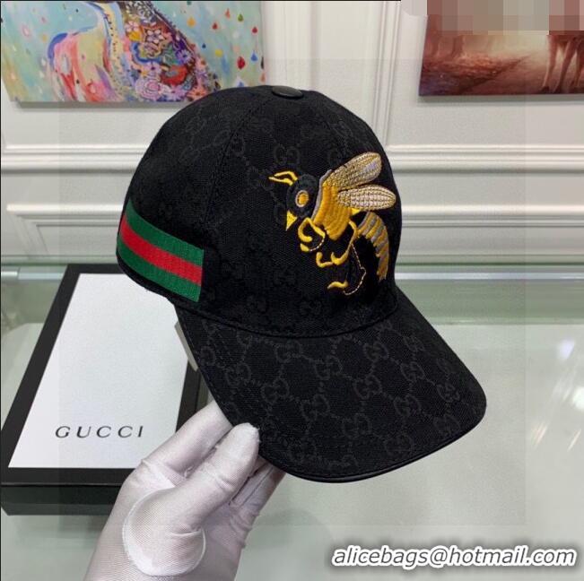 Popular Style Gucci GG Bee Baseball Hat 0105 Black 2023