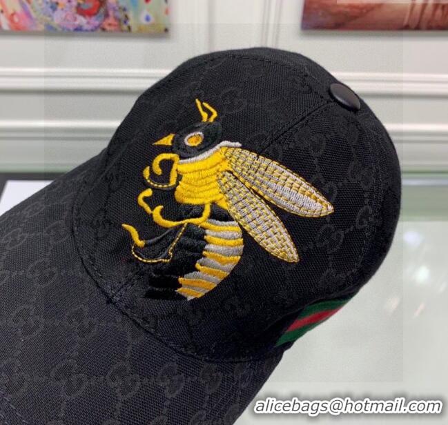 Popular Style Gucci GG Bee Baseball Hat 0105 Black 2023