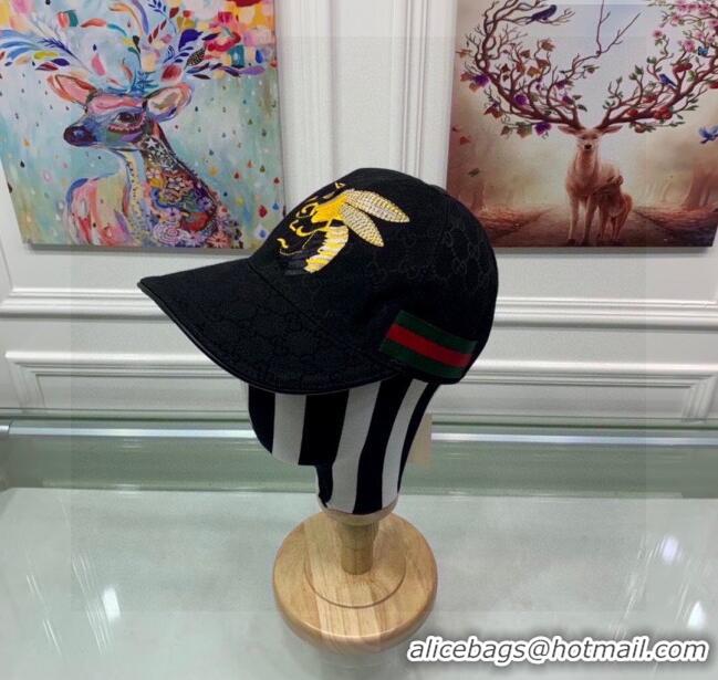 Popular Style Gucci GG Bee Baseball Hat 0105 Black 2023