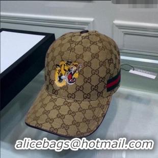 Buy Cheapest Gucci GG Tiger Baseball Hat G0105 Beige 20233