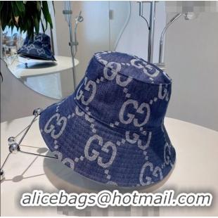 Promotional Gucci GG Denim Bucket Hat 021623 Blue 2023