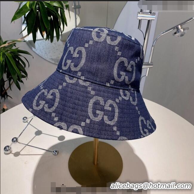 Promotional Gucci GG Denim Bucket Hat 021623 Blue 2023