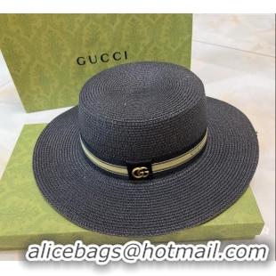 Big Discount Gucci Straw Hat G021658 Black 2023