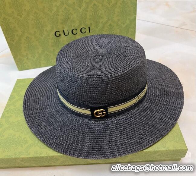 Big Discount Gucci Straw Hat G021658 Black 2023