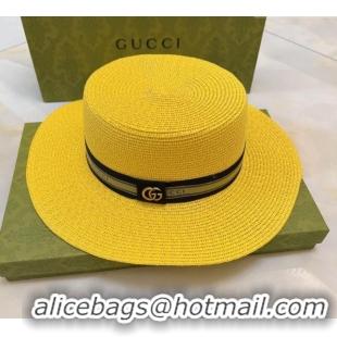 Top Quality Gucci Straw Hat G021658 Yellow 2023