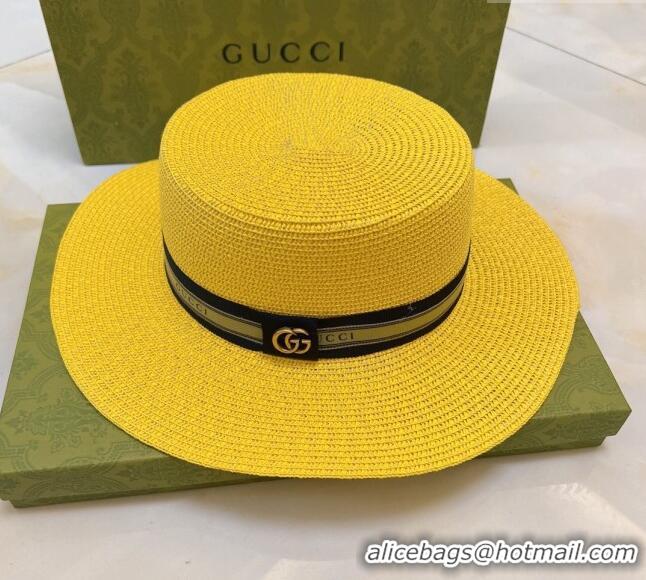 Top Quality Gucci Straw Hat G021658 Yellow 2023