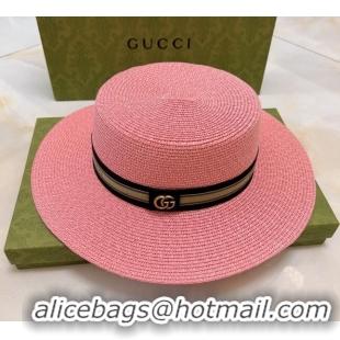 Low Cost Gucci Straw Hat G021658 Pink 2023