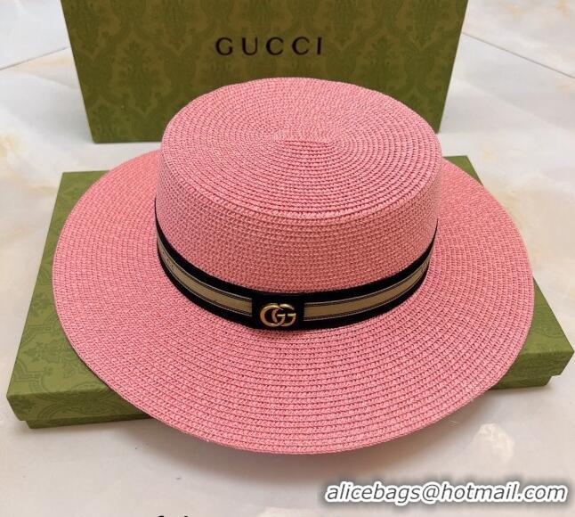 Low Cost Gucci Straw Hat G021658 Pink 2023