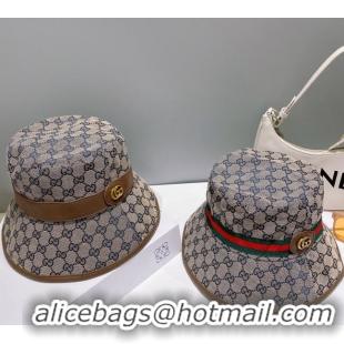 Famous Brand Gucci GG Canvas Bucket Hat Grey 0307 Grey/Brown 2023