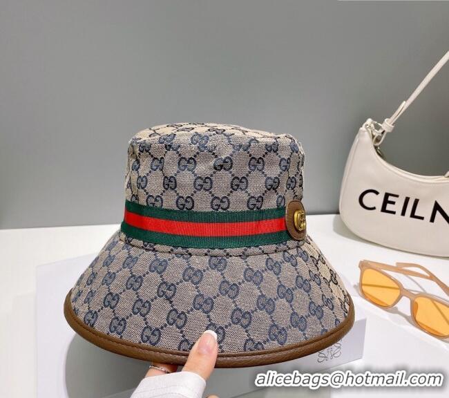 Famous Brand Gucci GG Canvas Bucket Hat Grey 0307 Grey/Brown 2023