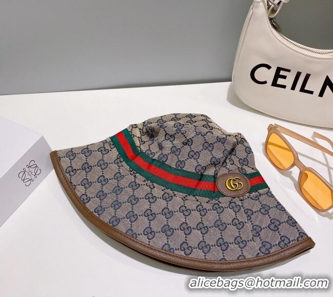 Famous Brand Gucci GG Canvas Bucket Hat Grey 0307 Grey/Brown 2023