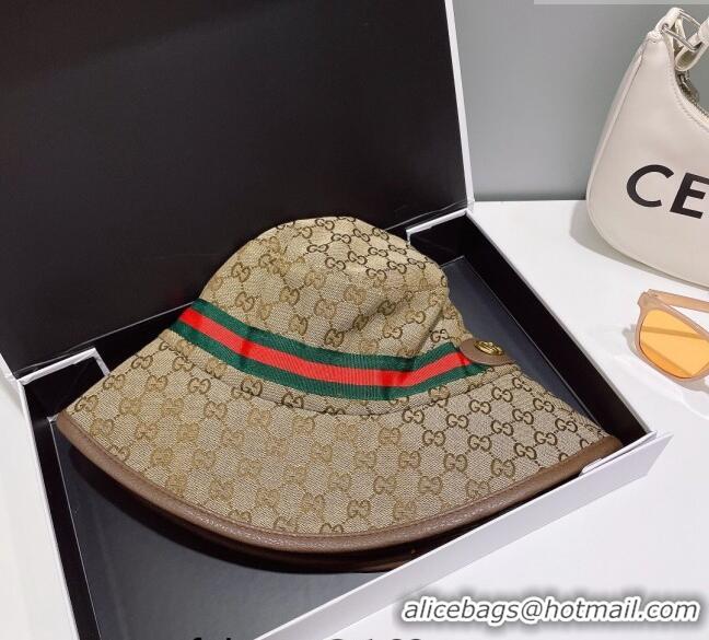 Super Quality Gucci GG Canvas Bucket Hat 0307 Beige/Green/Red 2023