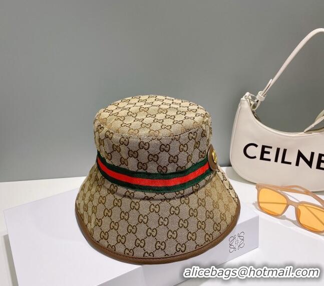 Super Quality Gucci GG Canvas Bucket Hat 0307 Beige/Green/Red 2023