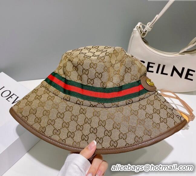 Super Quality Gucci GG Canvas Bucket Hat 0307 Beige/Green/Red 2023