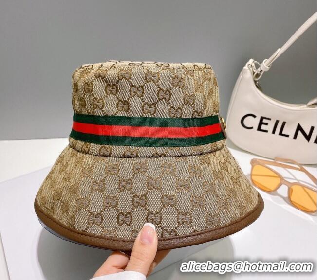 Super Quality Gucci GG Canvas Bucket Hat 0307 Beige/Green/Red 2023