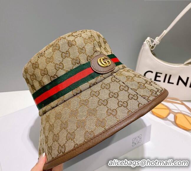 Super Quality Gucci GG Canvas Bucket Hat 0307 Beige/Green/Red 2023