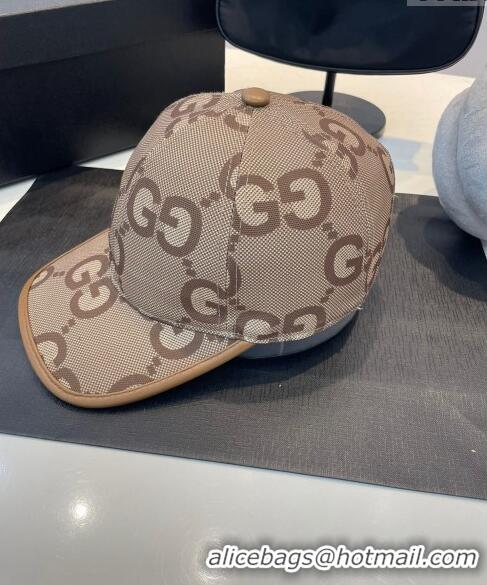 Good Looking Gucci Maxi GG Baseball Hat 0307102 Camel 2023