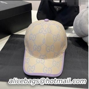 Discount Gucci GG Baseball Hat 0307102 Beige/Purple 2023