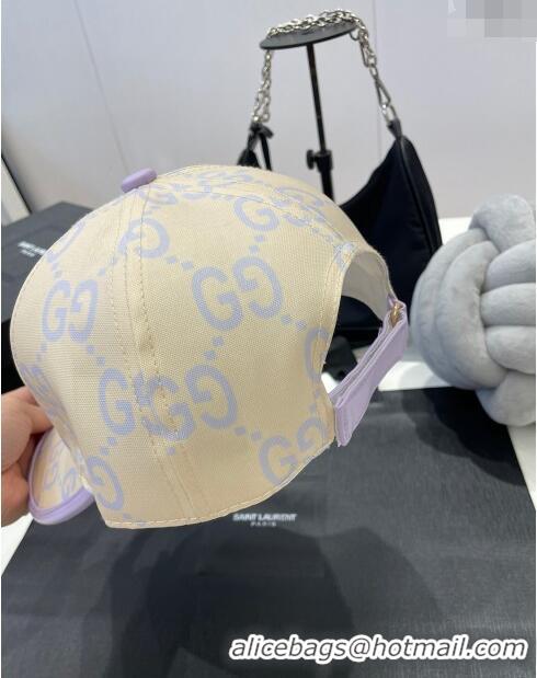 Discount Gucci GG Baseball Hat 0307102 Beige/Purple 2023