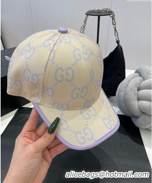 Discount Gucci GG Baseball Hat 0307102 Beige/Purple 2023